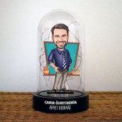 Resim Kravatlı Erkek Öğretmen Karikatürlü Fanus Biblo 