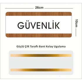 Resim zafrakreklam GÜVENLİK Ofis Departman Kapı İsimliği, Yönlendirme levhası 26X10Cm BEYAZ-CEVİZ 