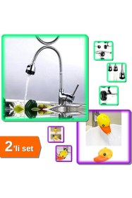 Resim HerEveOyuncak Oynar Başlıklı 2 Fonksiyonlu Spiral Musluk Başlığı + Sevimli Ördek Musluk Uzatıcı - 2li Set S4A8H3 