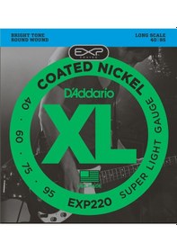 Resim D'addario Exp220 Coated Nickel Wound Bas Gitar Tel Seti - 40-95 Super Light Profesyonel Uzun Ömürlü Kaplama Teknolojisi, Korozyon Direnci, İnce Ölçü Ve Kristal Netliğinde Nikel Tonu 