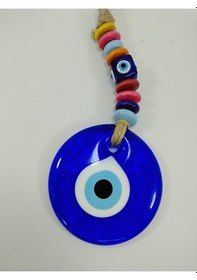 Resim Nazar Boncuğu Duvar Dekoru 7 Cm El Yapımı Cam Özel Tasarım Renkli 