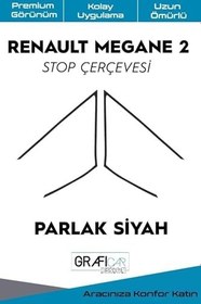 Resim Graficar Design Renault Megane ile Uyumlu 2 Stop Çerçevesi Sticker Parlak Siyah Kolay Uygulama Uzun Ömürlü Folyo Araca Özel 