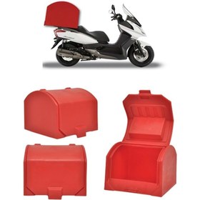 Resim MKG Yamaha Tricity 300 Motosiklet Servis Çantası Kırmızı 140 Lt Pizza Servis Arka Bagaj 