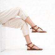 Resim BodrumSandals El Yapımı Hakiki Deri Taba Kadın Bodrum Sandaleti - M2054 