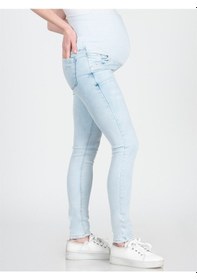 Resim Busa Hamile Esnek Karın Bantlı Beli Ayarlanabilir Skinny Kot Pantolon Buz Mavisi-buz Mavisi 