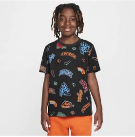 Resim Nike Varzity Aop Pamuklu Çocuk Siyah T-shirt Siyah 