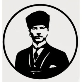 Resim Gazi Mustafa Kemal Atatürk Duvar Dekor Sticker 40 x 40 cm 