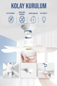 Resim FİTHOME Sessiz Led Işıklı Çok Fonksiyonlu Kolay Kurulum Tavan Vantilatörü Duy Hediye 6 KANATLI 
