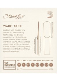 Resim D'addario Rml10bcl250 Mitchell Lurie Bb Klarnet Kamışı No: 2.5 Orta Seviye/eğitim - 10'lu Paket Yumuşak Ve Kontrollü Çalım, Dengeli Artikülasyon 