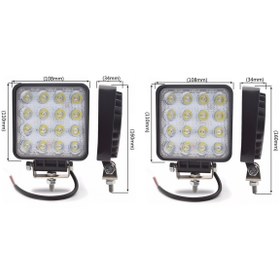 Resim Point Led Kare Off Road Sis Farı Sis Lambası Çalışma Lambası Projektör 16 Ledli 2 Adet 