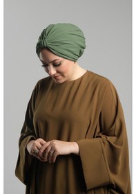 Resim Hürrem Bone Yağ Yeşili Pratik Hazır Geçmeli Tesettür Bone Sandy Pileli Salaş 2121 36 Yağ Yeşili Yeşil 
