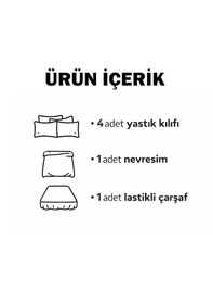 Resim Tek Kişilik Nevresim Takımı 160x220cm 2 Yastık Kılıfı Lastikli Çarşaflı 100x200+30 Bej 