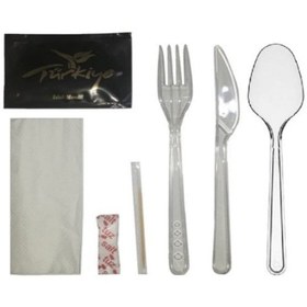 Resim Şeylişeyler - Plastik Bıçak Kaşık Çatal 7'li Lüks Set 50 Paket 