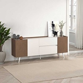 Resim Adore Mobilya Milano 3 Kapaklı 2 Çekmeceli Konsol Vizon-Zebra 210x80x44 CM 