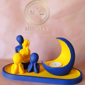 Resim Minelly Özel Tasarım Sarı Lacivert Aile & Ayışığı Seti 
