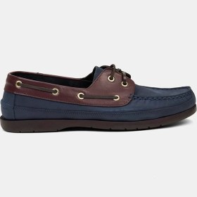 Resim Desa Erkek Lacivert - Bordo Detaylı Nubuk Deri Loafer 