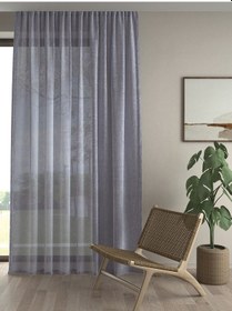 Resim Keten Görünümlü Ekstrafor Büzgülü Gri Yüksek Kalite Tül Perde GRİ 