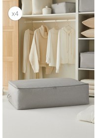 Resim Ocean Home Textile 4'lü Mega Boy Gri Balıksırtı Baza Altı Hurç Set 74 X 46 X 22 Cm Gri 