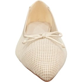 Resim Ventes 88925809z Önü Fiyonklu 2cm Topuklu Sivri Burun Günlük Kadın Tül Babet Ayakkabı Bej 