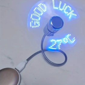 Resim Sıcaklık Gösterimli USB Fan, Gerçek Zamanlı Çevre Okumaları, Yenilikçi Enerji Tasarrufu LED Işık Mesajı, Plastik Malzeme ile USB Gücü, Çalışma Voltajı ≤36V, Ofis, Ev ve Seyahat için İdeal 