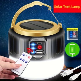 Resim PODOFO Taşınabilir Güneş Enerjili LED Çadır Işığı - Yüksek Parlaklık, USB Şarj Edilebilir, Su Geçirmez ve Uzaktan Kumandalı, 35m² Aydınlatma, Uzun Ömürlü Pil, Kamp ve Dış Aktiviteler için İdeal, Güneş Kamp Işıkları 