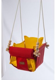 Resim Ahşap Salıncak Bebek ve Çocuk Salıncağı 42 x 42 x 26 CM 