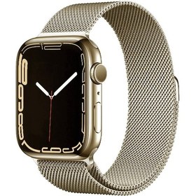 Resim Ekılıf - İos Watch 44mm Uyumlu - Kordon Metal Kordon Band-01 - Gold 