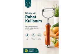 Resim Sb Shopping Tek Başlıklı Ahşap Saplı Metal Soyacak Sebze Meyve Için Pratik Kullanım 