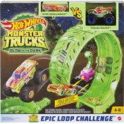 Resim Hot Wheels Monster Trucks Karanlıkta Parlayan Çemberde Yarış Seti HBN02 