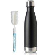 Resim Youtek 500ml Çelik Paslanmaz Isı Yalıtımlı Bardak - Spor, Kamp, Seyahat İçin Isı/sıcak Tutucu, Fırça İle Beraber Siyah 