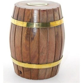 Resim Periboia Pirinç Ahşap Fıçı Kumbara 12.5 Cm 