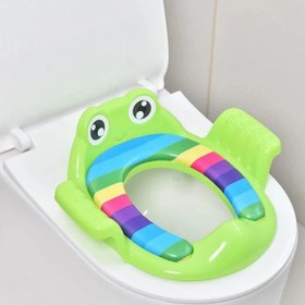 Resim Kurbağa Model Çocuk-bebek Yanlardan Tutmalı Yumuşak Süngerli Klozet Kapağı Adaptörü Yeşil 
