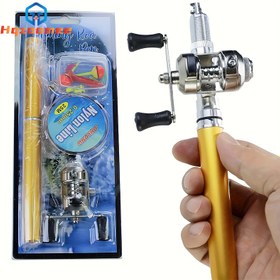 Resim HQZOOMEE Taşınabilir Cep Teleskopik 96.52cm Mini Kalem Balıkçılık Çubuğu ve Makarası Kombinasyonu - Ultra Hafif Alüminyum Alaşımlı, Orta Hızlı Eylem, Sol El, Yem saç tokası ve Hattı Dahil, Nehir, Göl, Buz Balıkçılığı için İdeal, Kolay Saklama için Kompakt Tasarım, Balıkçılık Çubuğu ve Makarası, Göl Balıkçılığı Ekipmanı, Şık Metalik Kaplama, Dayanıklı Yapı 