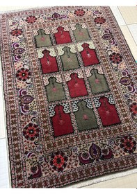 Resim El Dokuma Bünyan Halısı Floş Seccade 93x130 Paftalı Sıfır Halı Renkli 