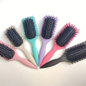 Resim Dalgalı Saçlar için Kıvırma Fırçası - Ergonomik Saplı, Nylon Kıllarla Dolaşmayı Açan ve Hacim Veren Fırça, Çok Renk Seçeneği (Siyah/Pembe/Turkuaz/Mor/Beyaz) - Elektriksiz 