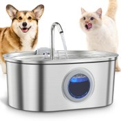 Resim ZYFEFEED 3.2L Paslanmaz Çelik Pet Su Çeşmesi, Musluklu, Otomatik Köpek ve Kedi Su Dağıtıcısı, Sessiz Filtre, Şeffaf Pencere, USB Güçlü, Takılmaz, Seyahat ve Ev Kullanımı İçin İdeal, Pet Hidrasyon İstasyonu | Modern Pet Aksesuarı | Dayanıklı Su Dağıtıcısı, Köpek Su Şişesi, Pil Olmadan 