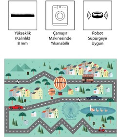 Resim FABBHOME Dijital Baskı Kaymaz Taban Makinede Yıkanabilir Çocuk Odası Halısı Bebek Odası Halısı 