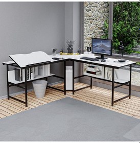 Resim 300-b Beyaz L Bilgisayar Ve Çizim Masası Beyaz 