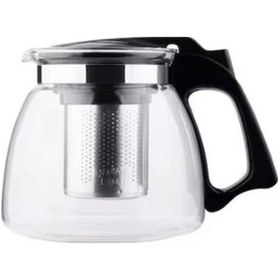 Resim Cam Demlik Süzgeçli 900 Ml Siyah Kulplu Şeffaf 