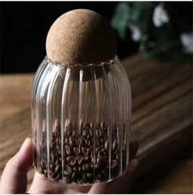 Resim Morponi 3'lü Mantar Kapaklı Çizgili Cam Kavanoz 500 Ml Şeffaf 