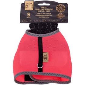 Resim Cattie Havalı Dokuma Kedi Göğüs ve Gezdirme Takımı Small Pembe 1x20-30 Cm 