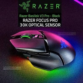 Resim RAZER BASILISK V3 PRO RZ01-04620100-R3G1 RGB SIYAH KABLOSUZ GAMING MOUSE 