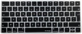 Resim McStorey Apple Magic Keyboard 2 A1644 Uyumlu Klavye Koruyucu Türkçe F Dizilim Daktilo Tipi Silikon Kaplama UK ISO Ters L Enter Ultra İnce Kaymaz Toz ve Sıvı Koruma Keyboard Cover Siyah 
