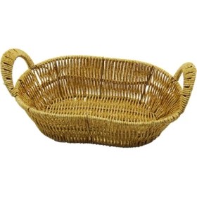 Resim Oval Plastik Hasır Ekmek - Çok Amaçlı Sepet Kulplu - Metal Iskelet TABAN:14X21- AĞIZ:19X27CM D:7.5cm 