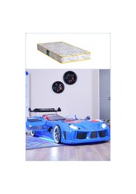 Resim Arabalı Yatak, Audi Rüzgarlıklı Full Ledli Arabalı Yatak - Mavi 1 Adet Comfort Yatak 