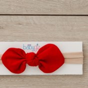 Resim Babygiz El Yapımı Yumuşak Stil Ince Bağlamalı %100 Doğal Pamuklu Penye Bebek Çocuk Kız Bandana Kırmızı 
