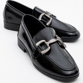 Resim Rous Siyah Rugan Tokalı Hakiki Deri Kadın Loafer Ayakkabı SİYAH RUGAN 