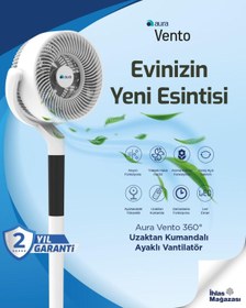 Resim Aura Vento 360° Uzaktan Kumandalı Ayaklı Vantilatör 