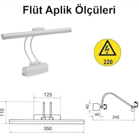 Resim Misda Store Enerji Tasarruflu Flüt LED Aplik Banyo Tablo Çalışma Masası Duvar Sanat Eseri Ayna Dekoratif ve Modern Aydınlatma 35 cm Elektrikli 6500K Beyaz Işık (Beyaz) 