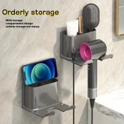 Resim Çok Amaçlı Duvara Monte Banyo Organizatör Rafı - Matkap Gerektirmeyen Yapışkan Montaj, Şık Modern Tasarım ile Saç Kurutma Makinesi, Taraklar, Tıraş Aletleri ve Akıllı Telefon Depolama İçin Dayanıklı Plastik - Yerden Tasarruf Sağlayan Ev Düzenleyici Hediye (Noel/Cadılar Bayramı), Bölümlü Tasarım, Sağlam Yapı, Apartman İhtiyaçları 